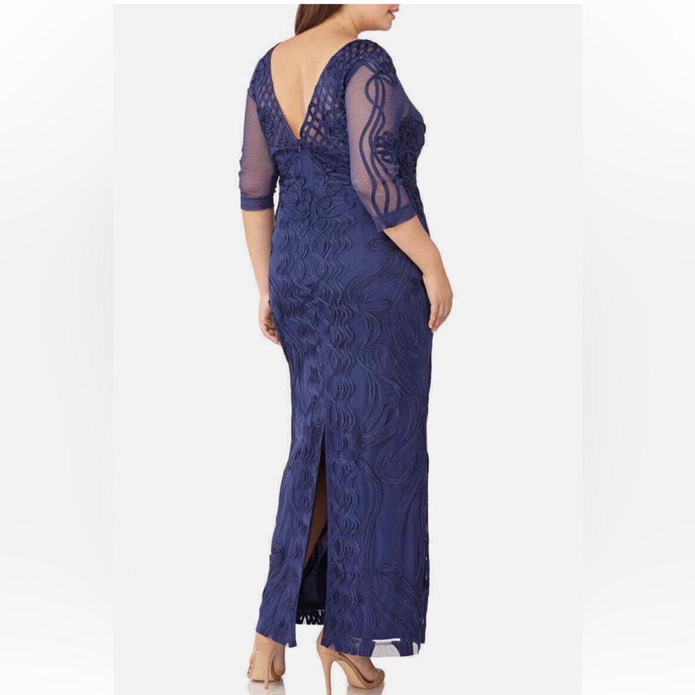 JS collections modern soutache 3/4 sleeves V-Back long dress - Picture 7 of 14